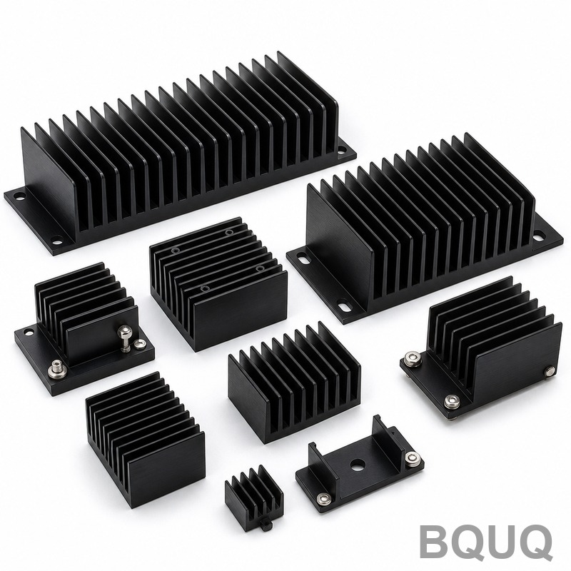 BQUQ 블랙 아노다이징 알루미늄 히트싱크 컬렉션 – 정밀 열 관리 솔루션
